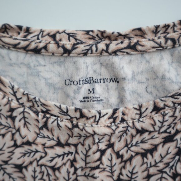 Croft & Barrow Leaf Print Cotton Top | M - Picture 2 of 5